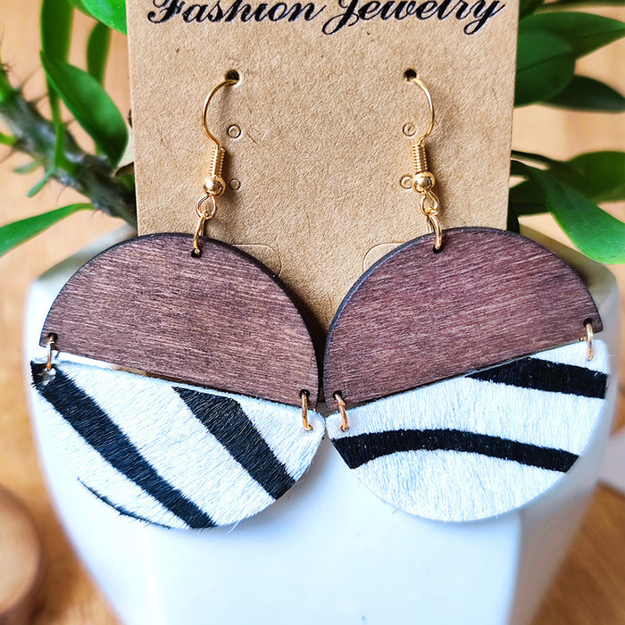 Wooden leopard print earrings