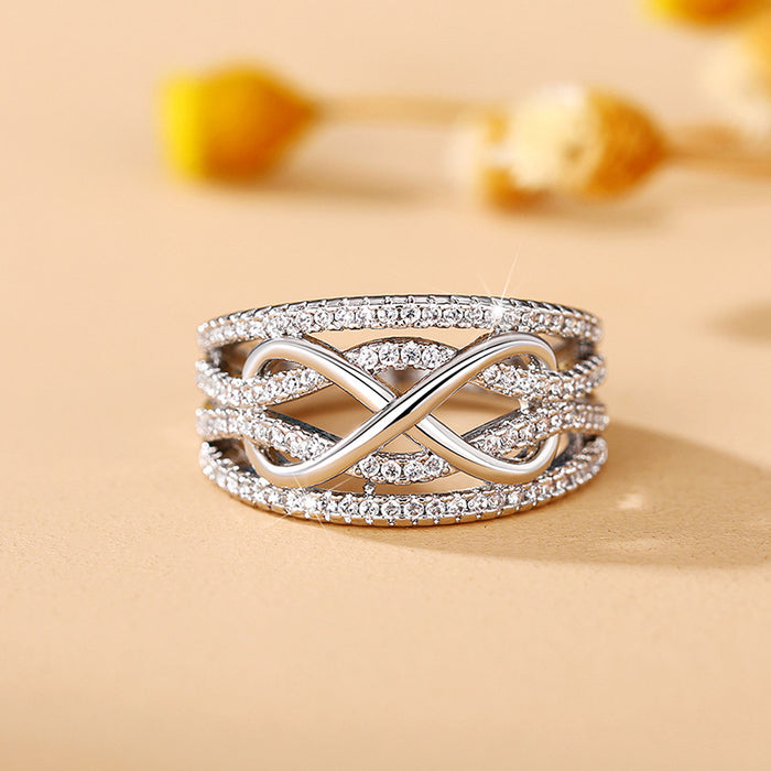 Hollow 8-shaped ring fashionable contrast color infinite love character index finger ring