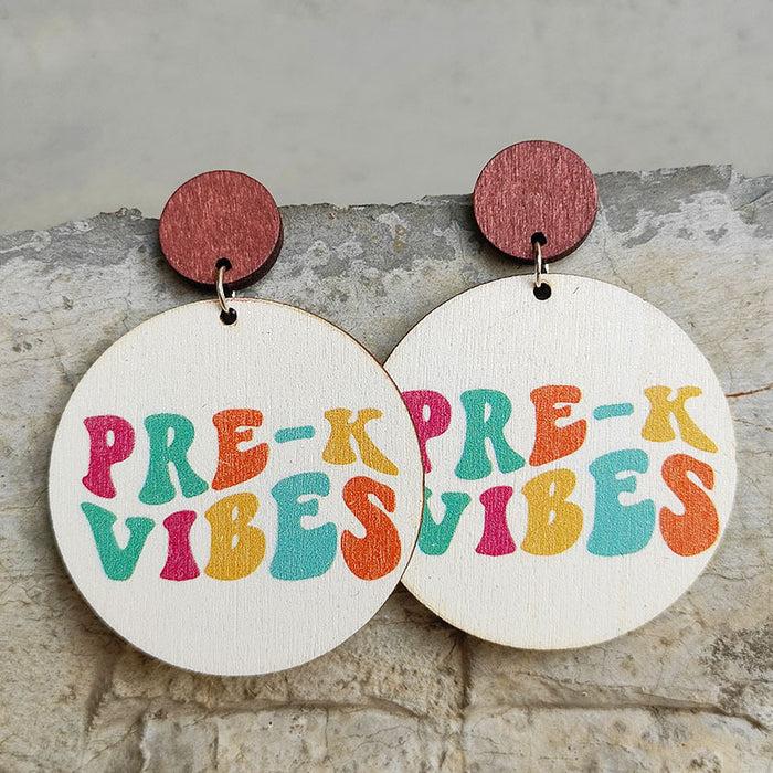 Colored alphabet wooden earrings