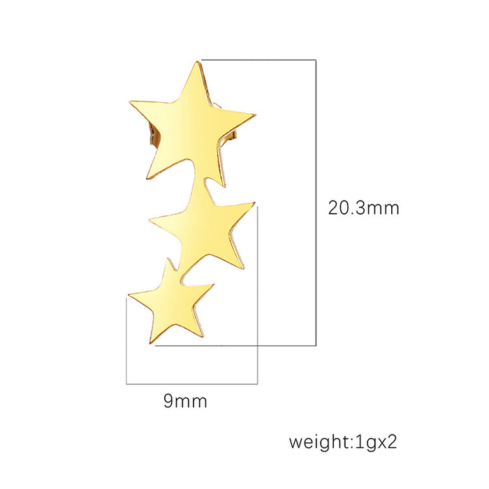 Five-pointed star stainless steel earrings 18K gold simple personality earrings