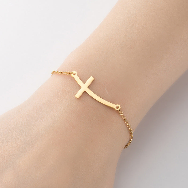 Cross pendant bracelet, simple geometric couple bracelet cross-border wholesale