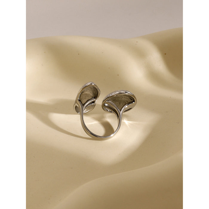 2024 Summer Collection - Oval-Shaped Stainless Steel Ring with Sandblasted Finish