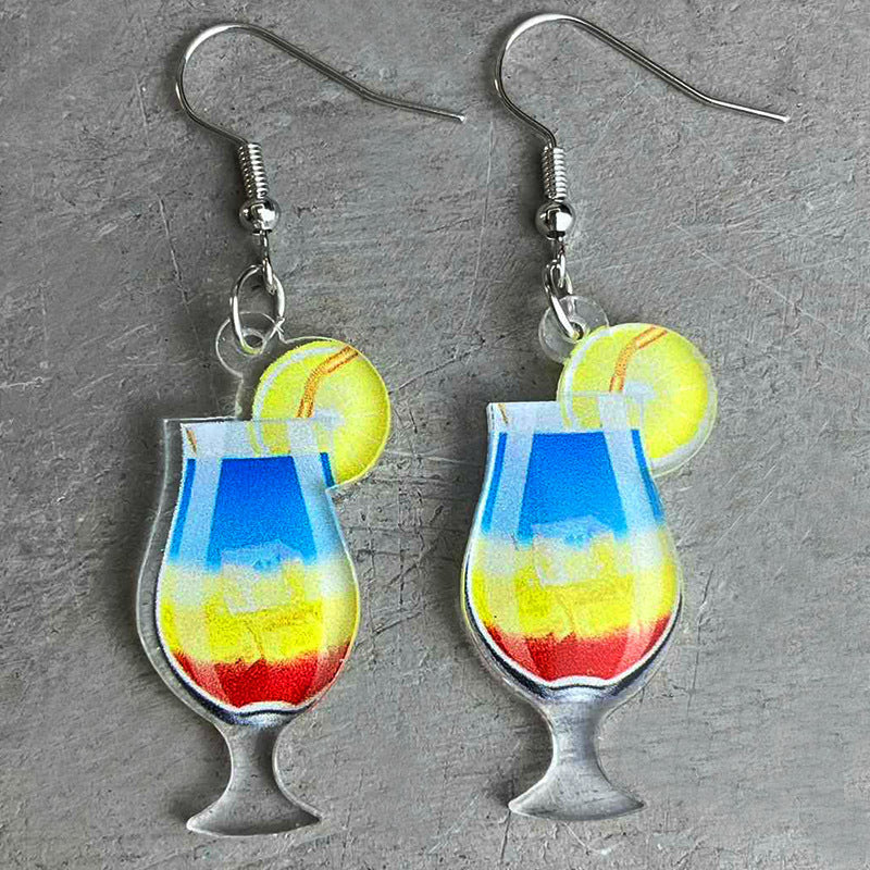 Summer cold drink acrylic earrings - wallojewerly 
