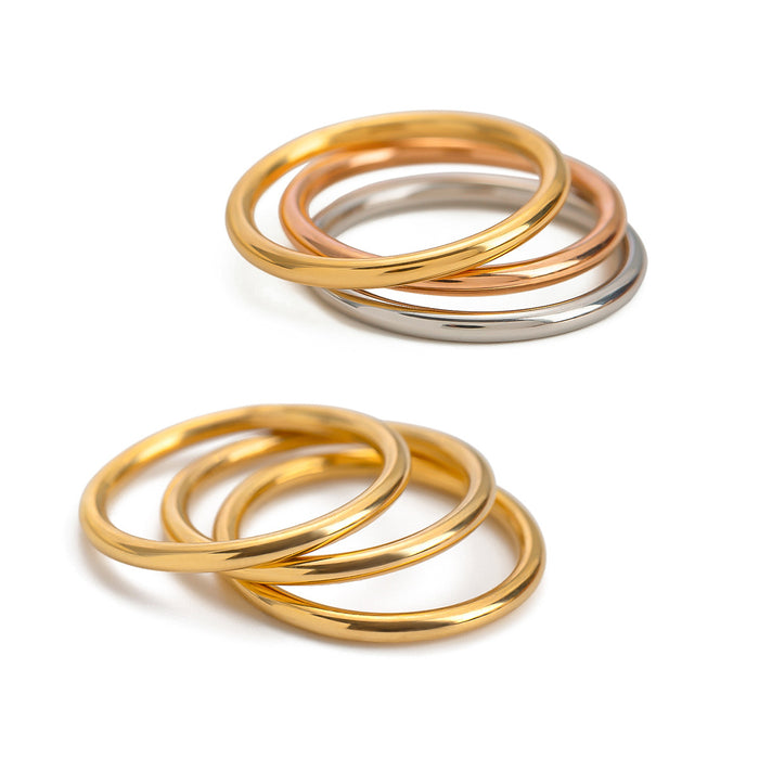 Stainless Steel Minimalist Ring - High-End Ins Style Gold Color Tarnish-Resistant Rings