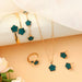 Wholesale 5-piece set of five-petal flower necklace, bracelet, bangle, earrings, and ring - wallojewerly 