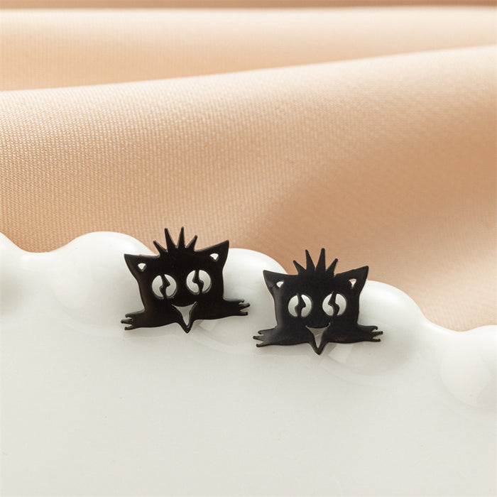 Lightning Cat Stainless Steel Stud Earrings - Simple and Stylish Jewelry