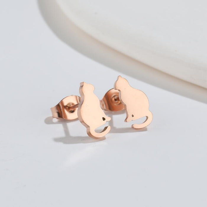 Pendientes de gato y conejo, comercio exterior transfronterizo, nueva moda, simples, lindos, pequeños animales, pendientes, joyería al por mayor