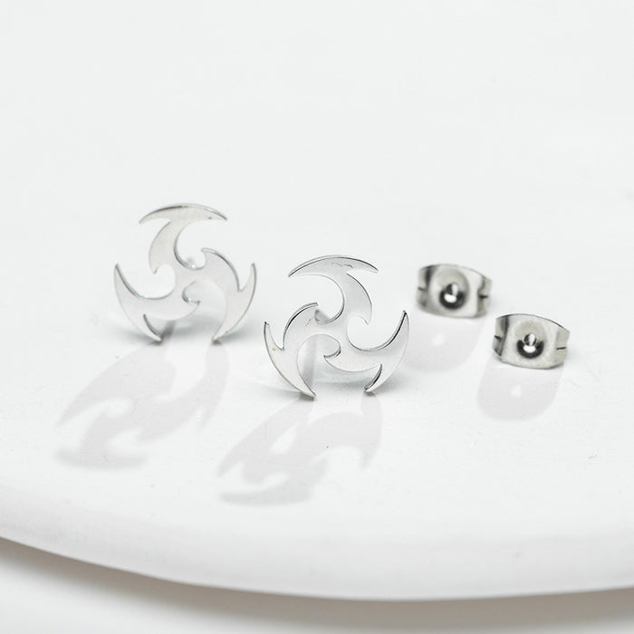 Fire Whirl Stainless Steel Stud Earrings - Spiraling Geometric Jewelry for a Dynamic Look