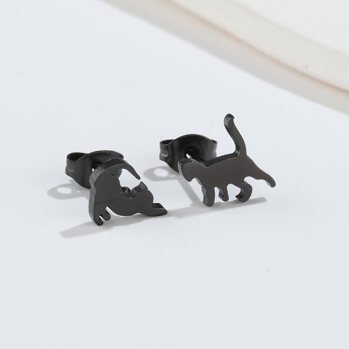 Cat, bird, butterfly earrings, cross-border new stainless steel small animal asymmetrical spaceship earrings wholesale