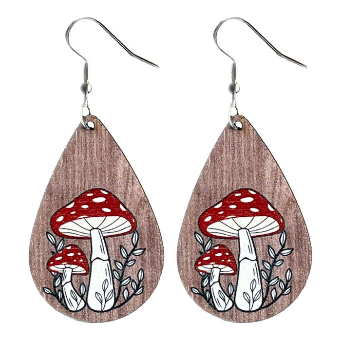 Wooden mushroom earrings