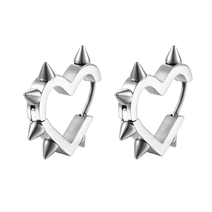 Pendientes de cono en forma de corazón de acero de titanio, pendientes geométricos de acero inoxidable