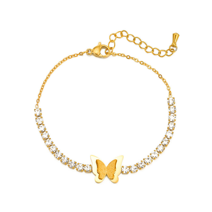 Stainless steel gold-plated four-leaf clover bracelet （Minimo de compra 2） - wallojewerly 