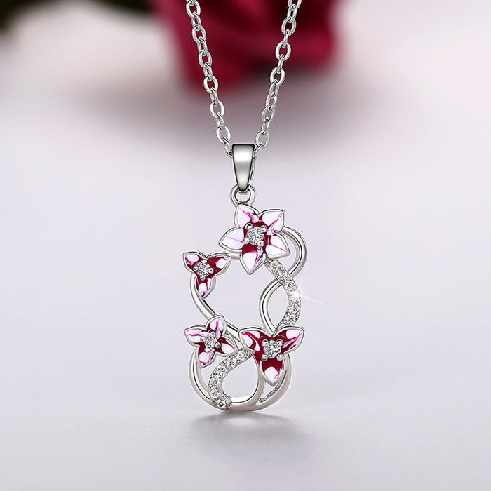 Butterfly Love Flower Pendant Flower Necklace Light Luxury Pendant