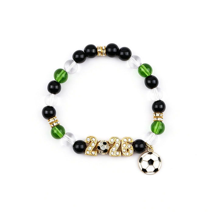 Wholesale 2026 World Cup Soccer Charm Bracelets - 18K Gold Plated Rhinestone Crystal Star Adjustable Chain for Football Fans