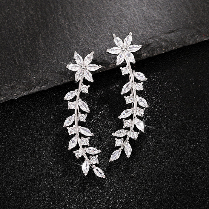 Diamond flower earrings