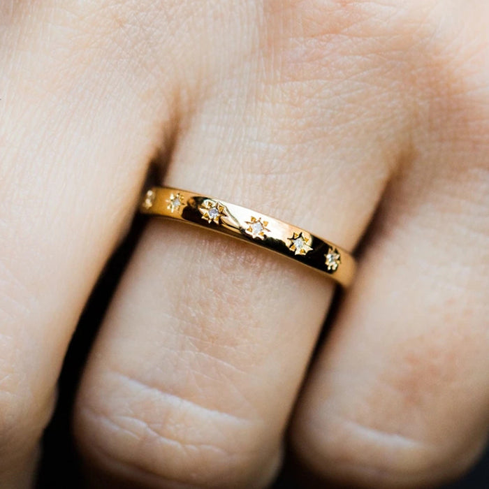 Anillo de pareja de estrella de seis puntas Anillo de diseño de estilo forestal japonés y coreano