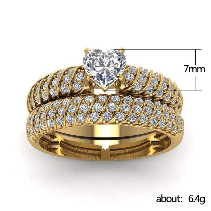 Alloy rhinestone ladies' couple rings fashionable wedding gold-plated rings