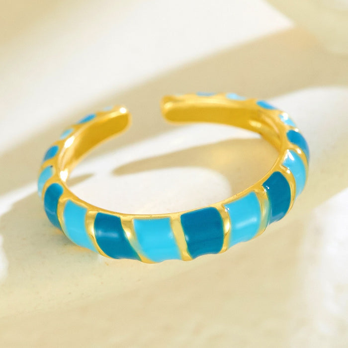 Wholesale copper droplet spliced colored striped open ring