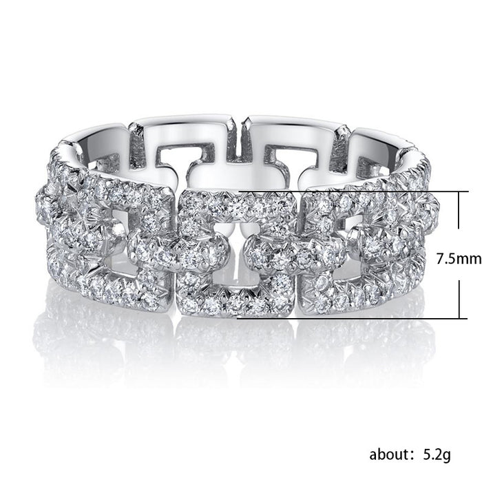 Light luxury palace style full diamond micro-inlaid zircon ring for women