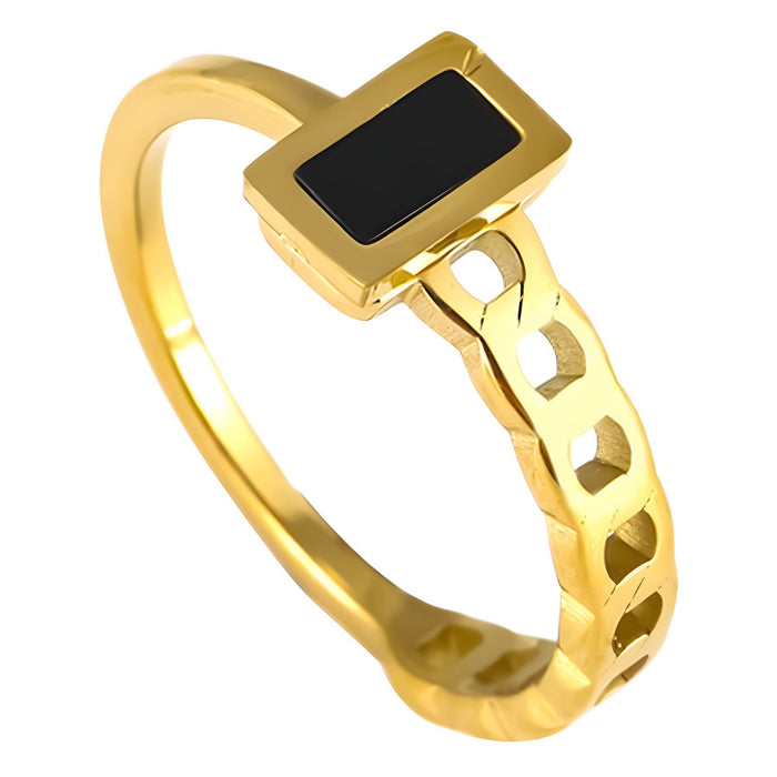 Wholesale non-fading stainless steel and titanium steel black square chain rings