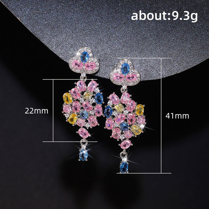 Colored zircon flower earrings