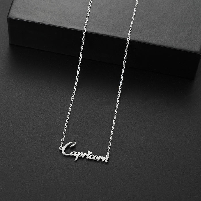 Collar inglés de doce constelaciones, joyería apilable de acero inoxidable europea y americana, cadena de clavícula personalizada para mujer al por mayor