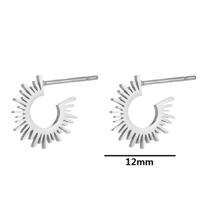 Pendientes de acero inoxidable con forma de girasol: joyas florales bañadas en oro de 18 quilates