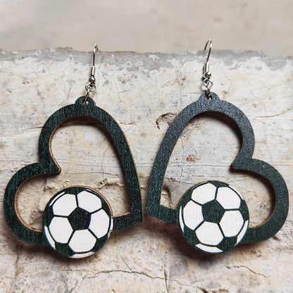 Ball sports wooden earrings