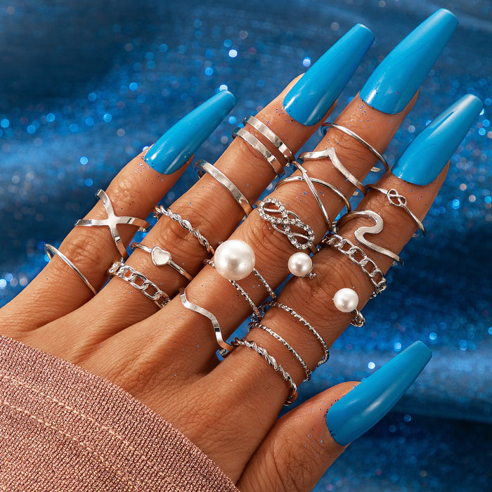 Blue dripping oil flame six-piece ring set