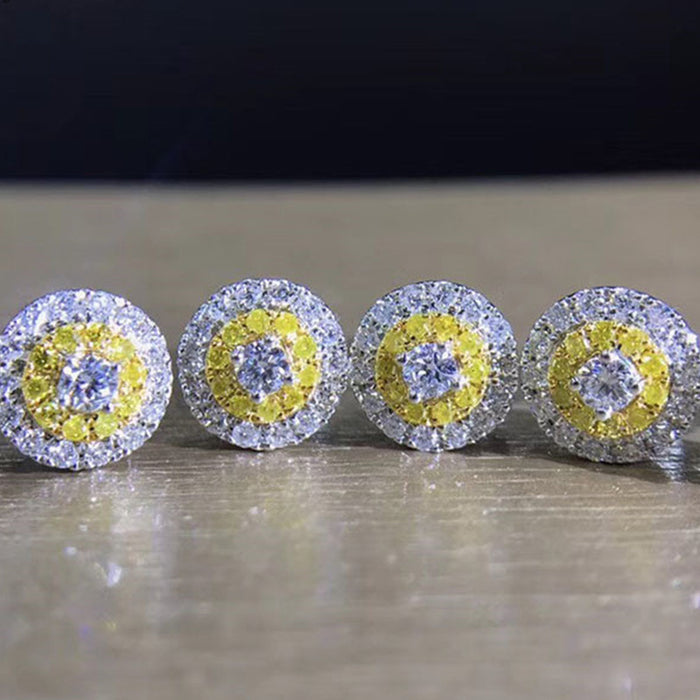 Yellow diamond zircon earrings earrings wholesale