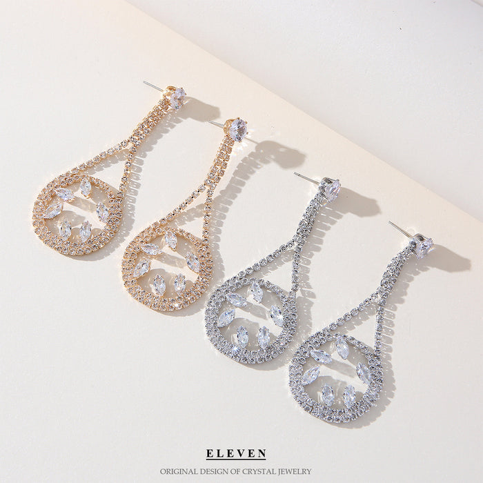 Vintage Tassel Earrings - Luxurious Champagne Rhinestone Jewelry for Women