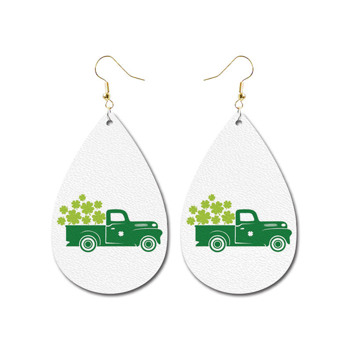 St. Patrick's Day Earrings with Green Polka Dot, Floral, and Car Elements