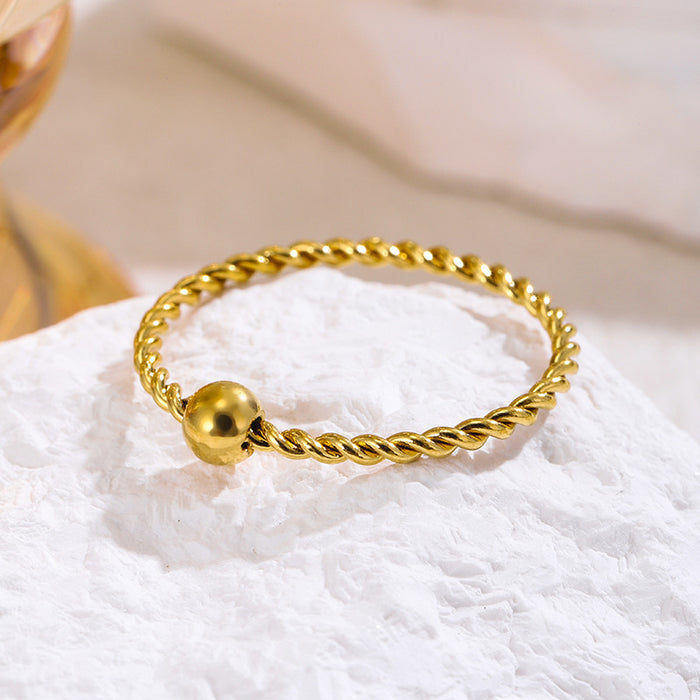 Wholesale colorfast stainless steel and titanium steel gold bean twist rings