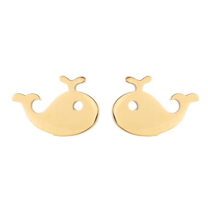 Whale Stainless Steel Stud Earrings - Cute and Fun Ocean-Themed Jewelry