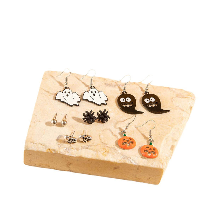 Halloween funny skull pumpkin earrings dark oil drip spider earrings for women