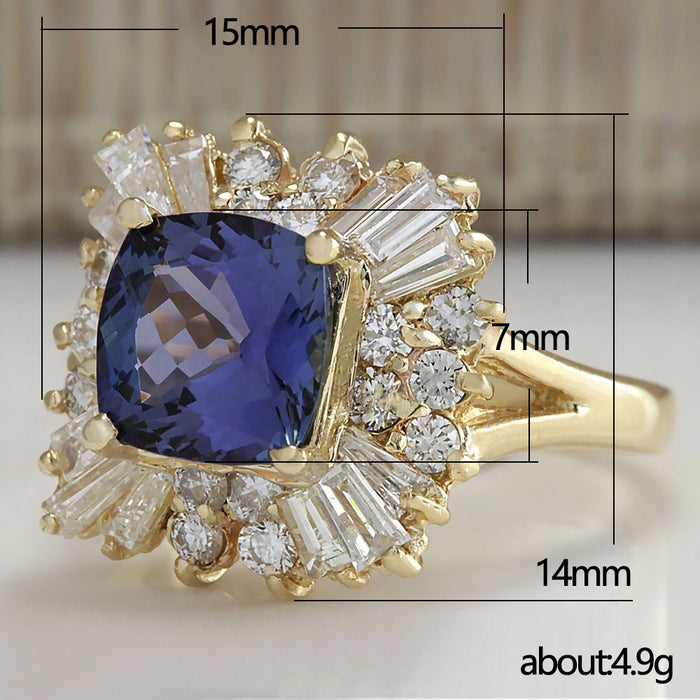 Alloy inlaid dark blue zircon ring for women