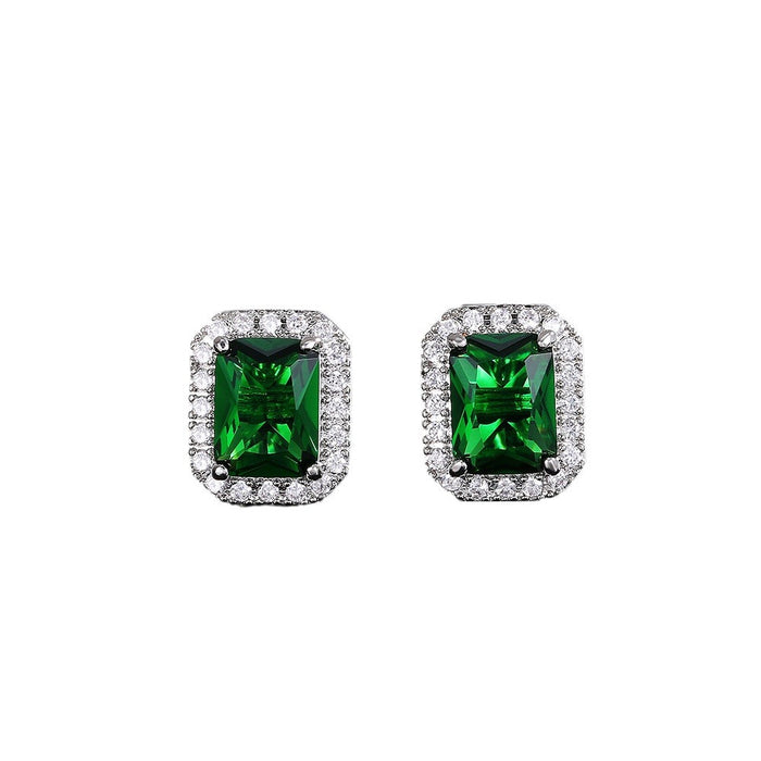 Pendientes de circonita verde con incrustaciones de diamantes