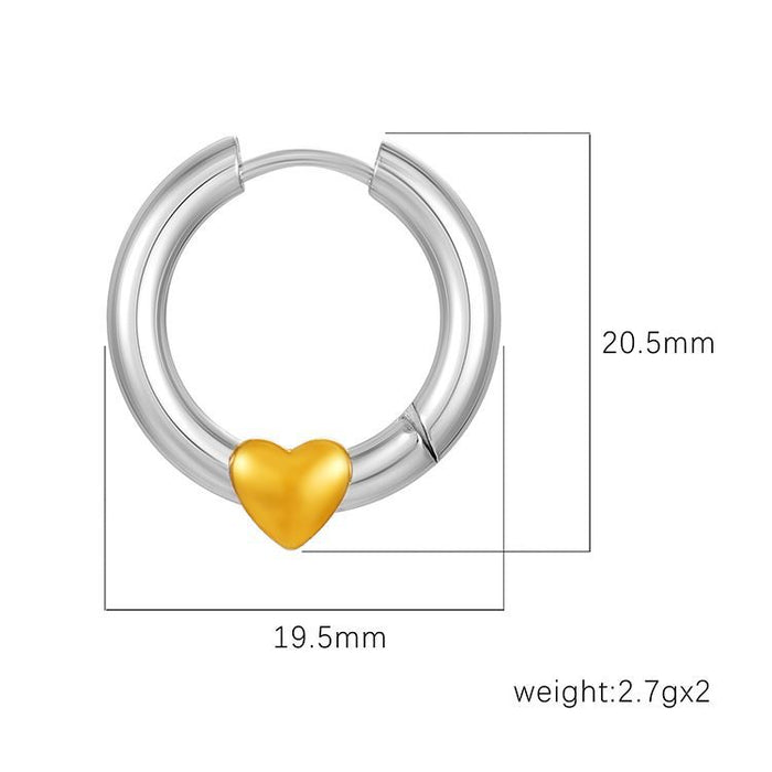 Simple love heart gold earrings 18K gold-plated stainless steel earrings