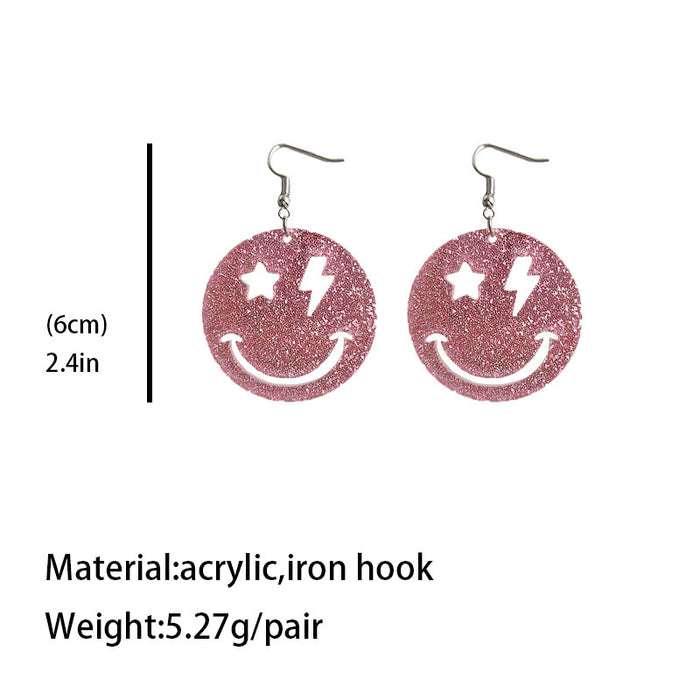 Acrylic Shiny Smiley Earrings