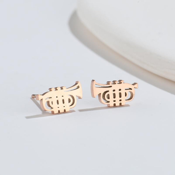 Music earrings, cross-border new retro horn accordion earrings ins personality headphone microphone hip-hop earrings