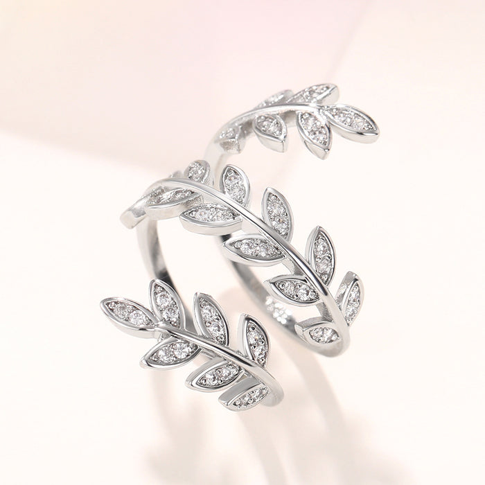 Simple snake flower cluster ring, floral leaf wheat ear ring