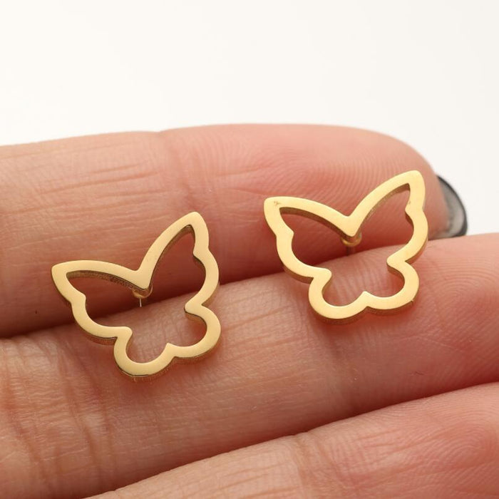 Butterfly Wing Stainless Steel Stud Earrings - Delicate and Elegant Jewelry for Any Occasion