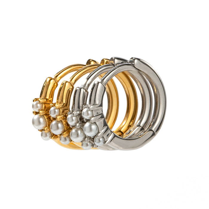 Trending New Round Pearl Hoop Earrings - Fashionable Gold Plated Jewelry for Women