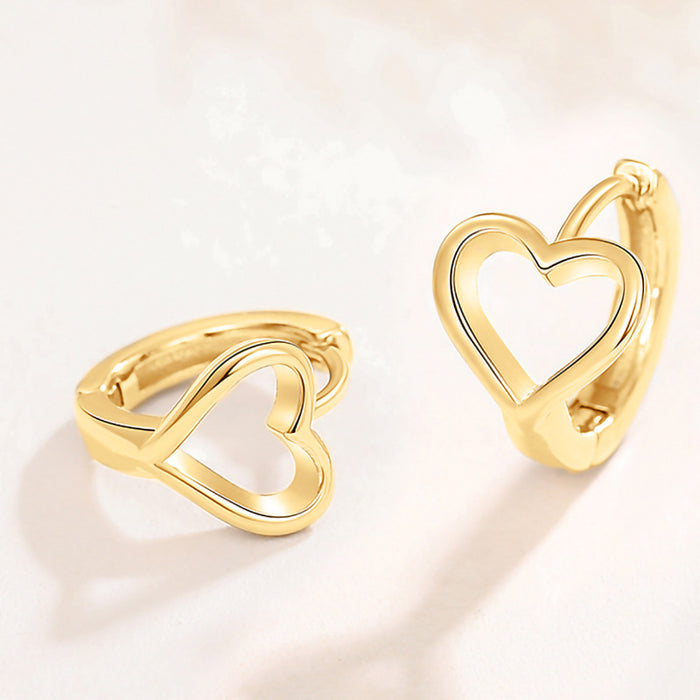 Korean style temperament ear clip heart earrings hollow metal sweet earrings for women