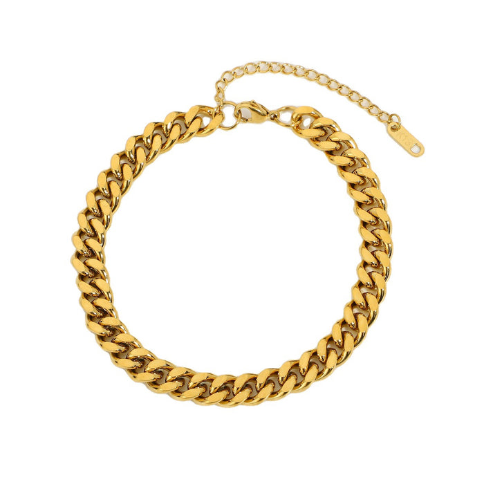 Fashionable Cuban Link Anklet - Gold Plated 316L Stainless Steel Hip-Hop Jewelry for Women