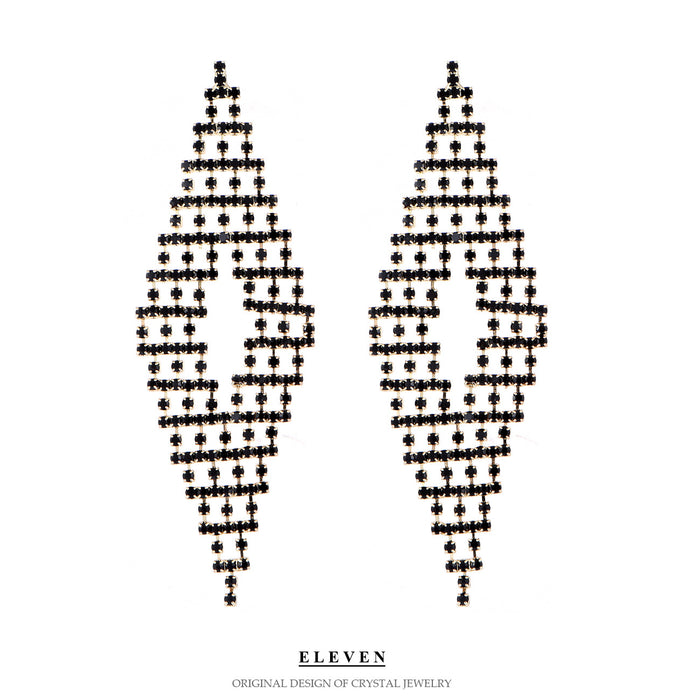 Exaggerated Vintage Tassel Earrings - Full Rhinestone Dangles for a Bold and Stylish Look - wallojewerly 
