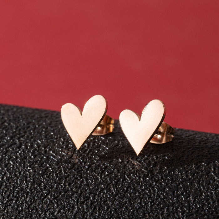 Heart and Geometric Stainless Steel Stud Earrings - Simple and Stylish Jewelry