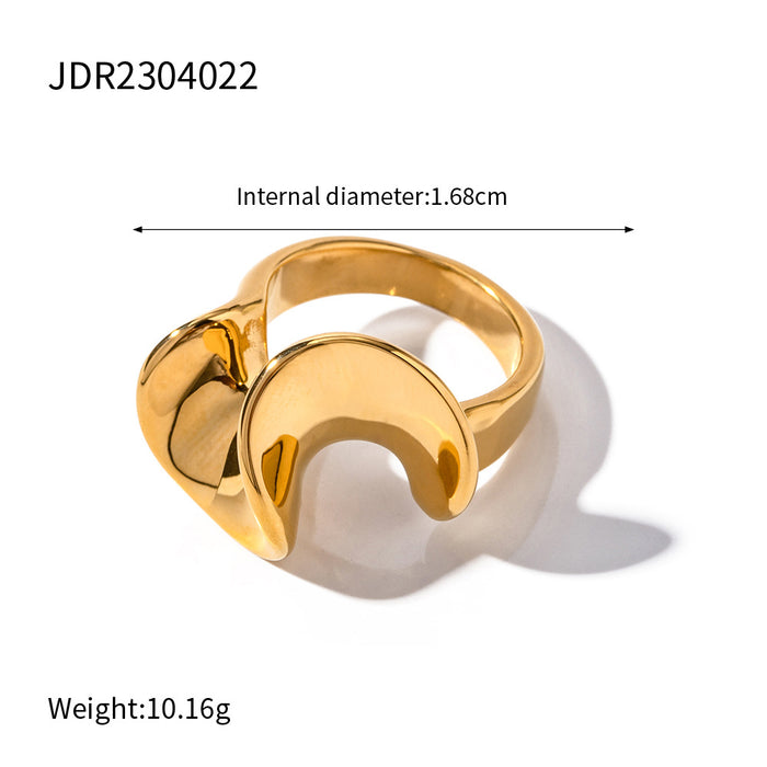 18K Gold Stainless Steel Starburst Zircon Ring - Minimalist European Design