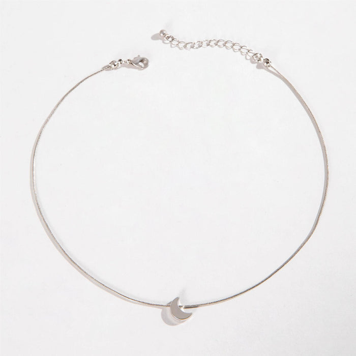 Minimalist Crescent Moon Pendant Necklace with Simple Chain