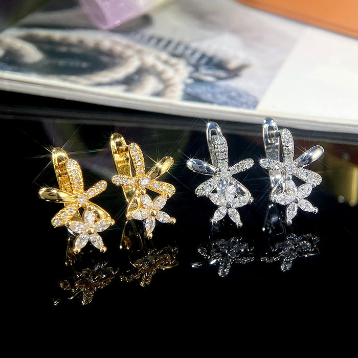 Zircon flower earrings Korean style flower earrings for women